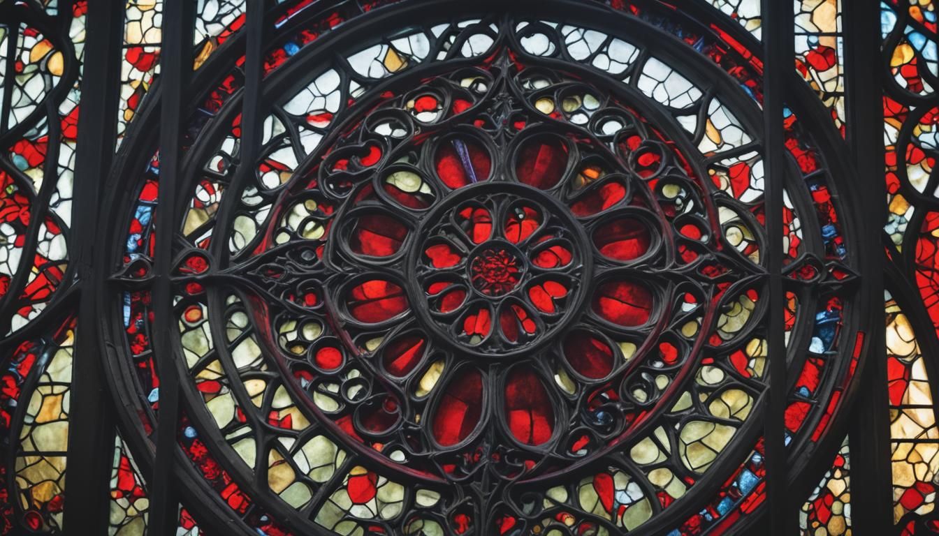 Gothic Vampire in Stained Glass Window