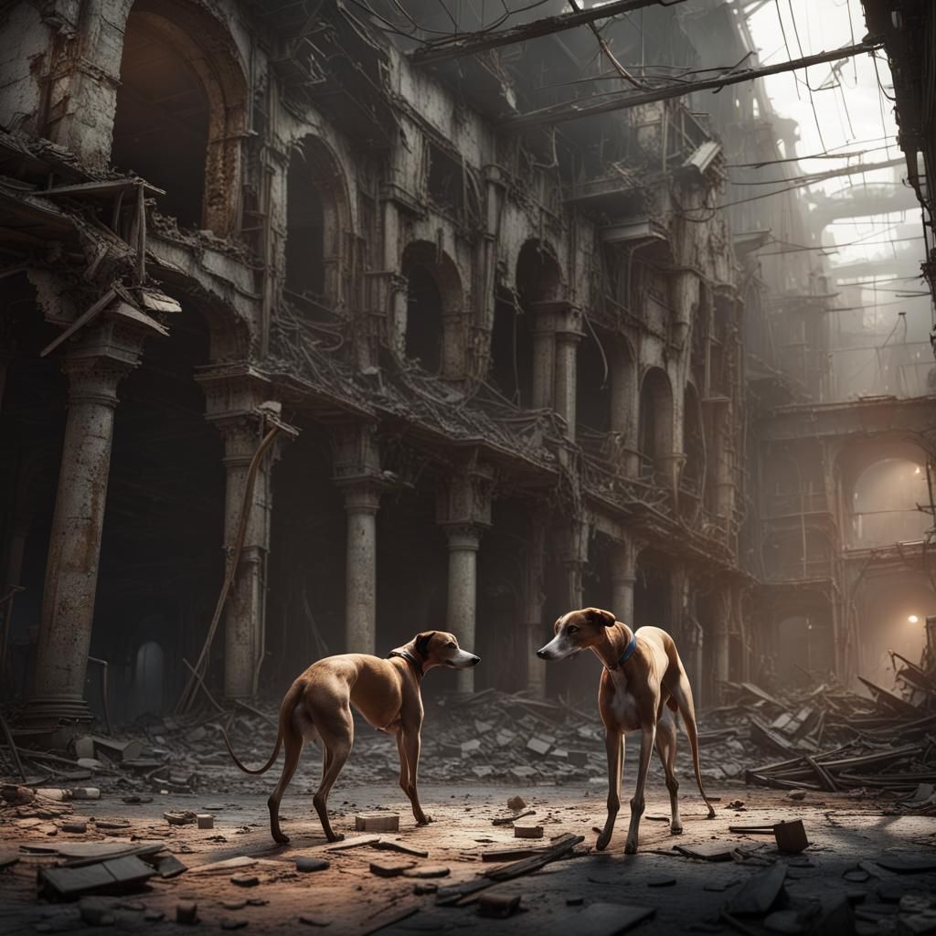 Greyhounds in War Zone: Detailed Matte Painting