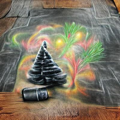 Christmas Tree Charcoal Chalk Art Drawing