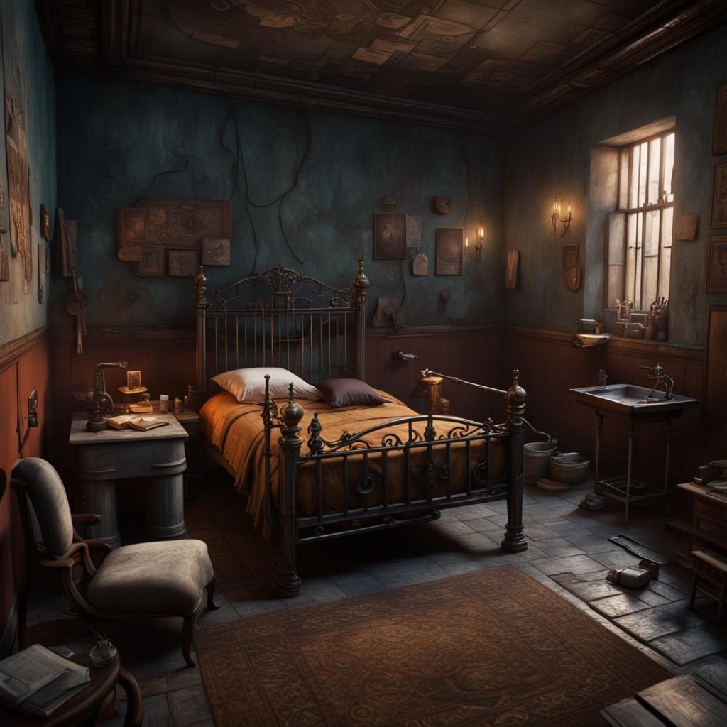 Prison Cell Interior, 1833, Detailed Matte Painting