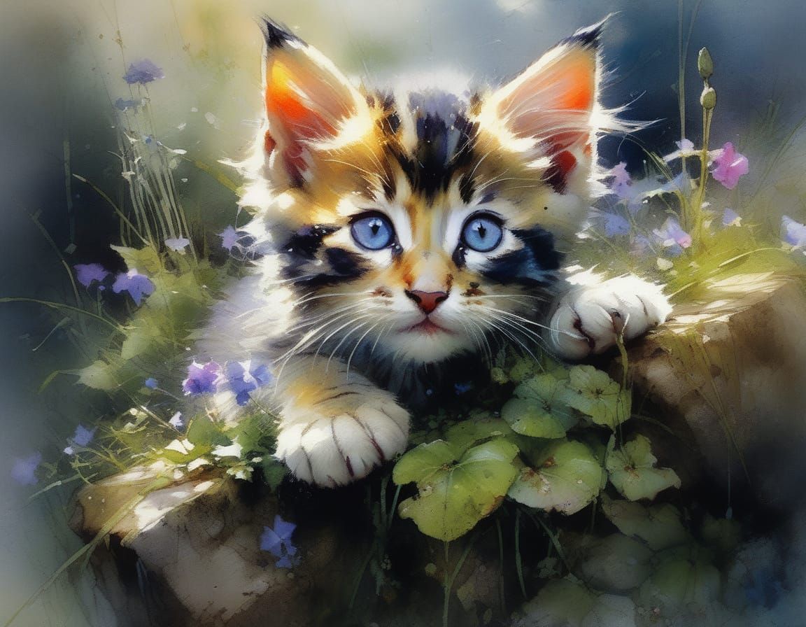 Whimsical Morning Glory Portrait in Watercolor