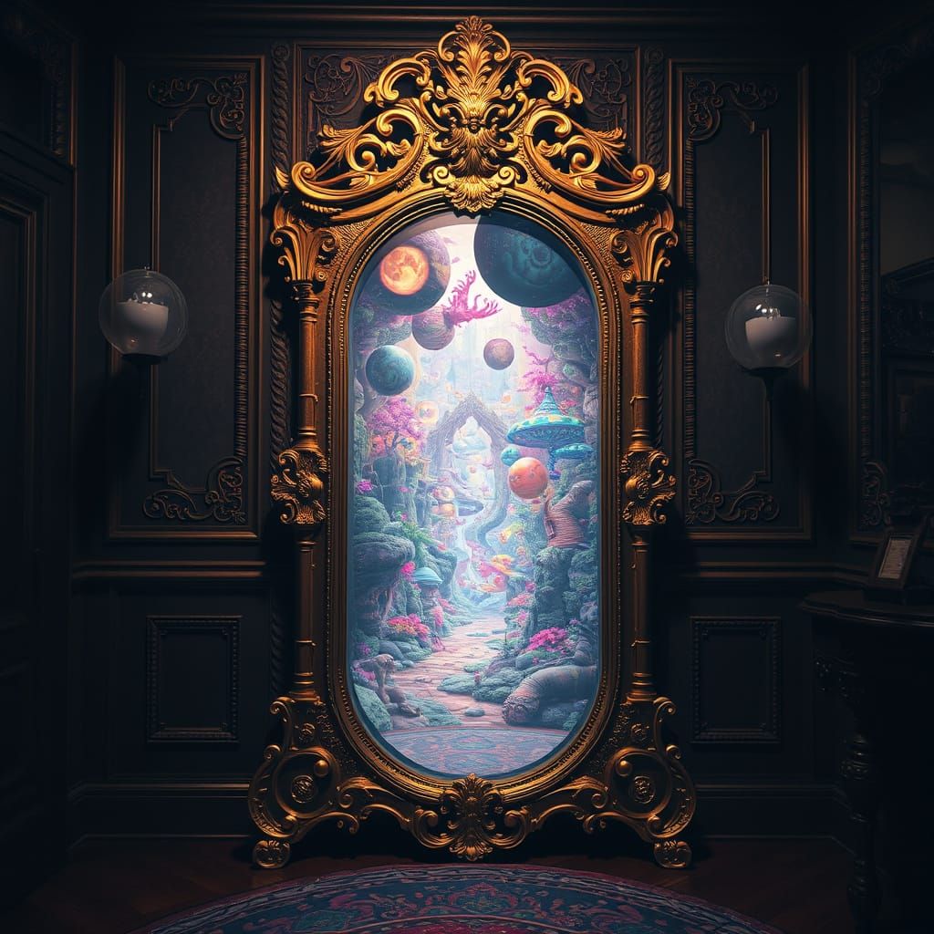 Ornate Mirror to Alternate Universe: Dreamlike Portal