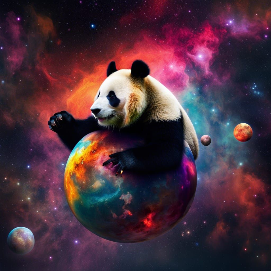 Colossal Panda in Exploding Nebula of Deep Color