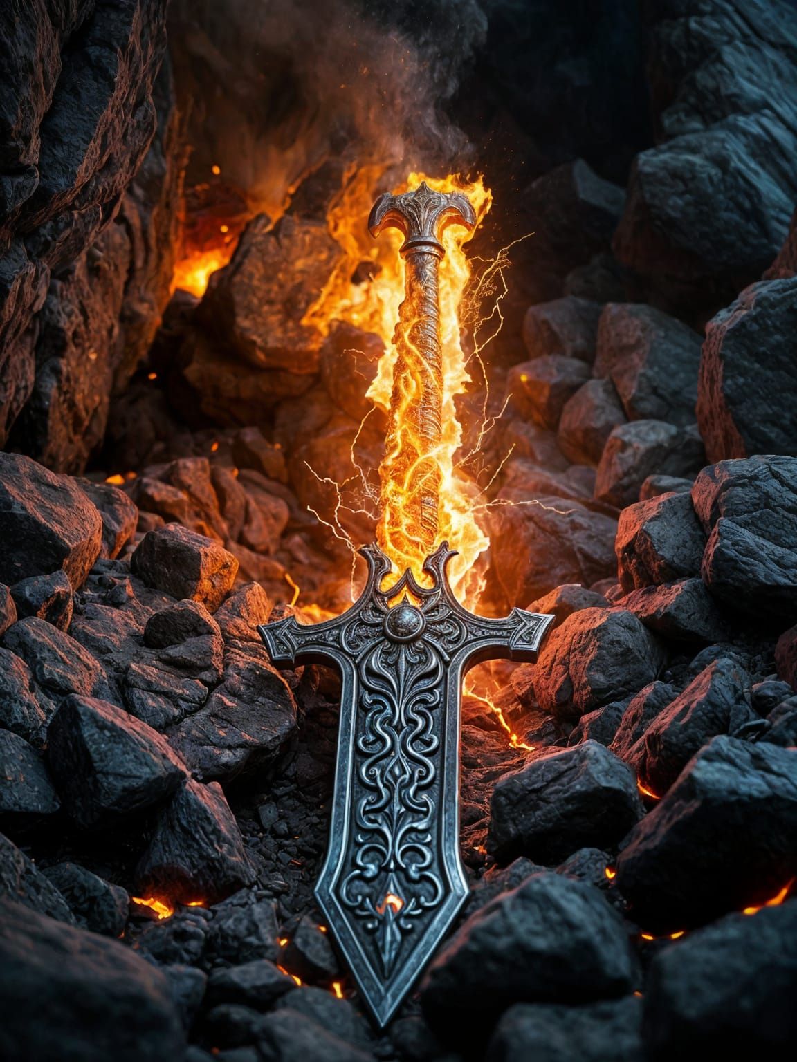 Forged from Lava: A Legendary Sword of Ancient Power
