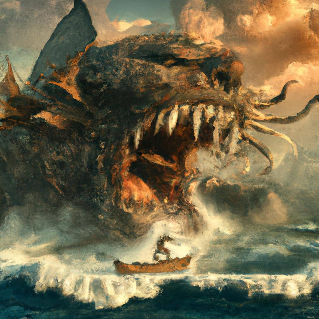 Majestic Titan Attacks Ship in Raging Ocean