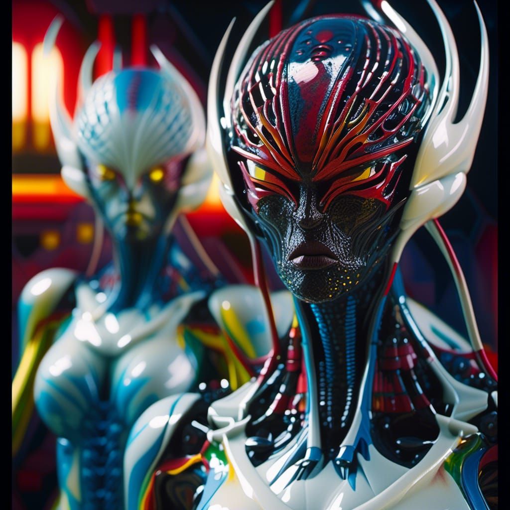 Abstract Alien Portraits in Bizarre Surreal Style