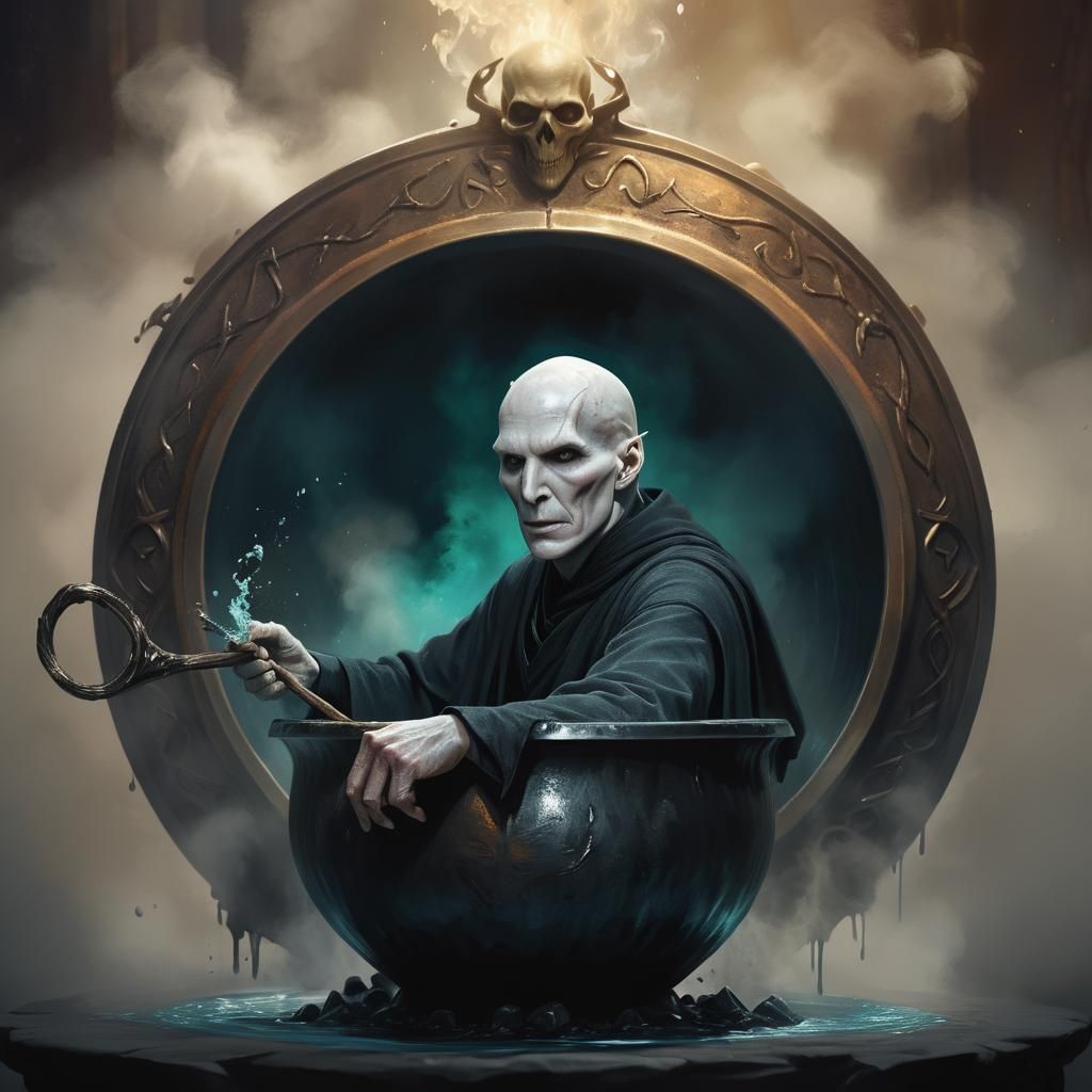 Lord Voldemort in Cauldron: Hyperrealistic Concept Art
