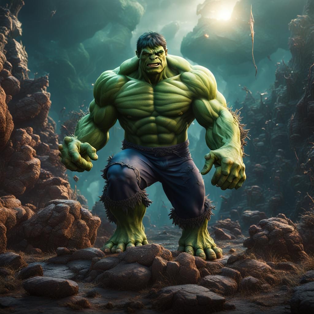 The Hulk Holding Earth: Detailed Matte Painting