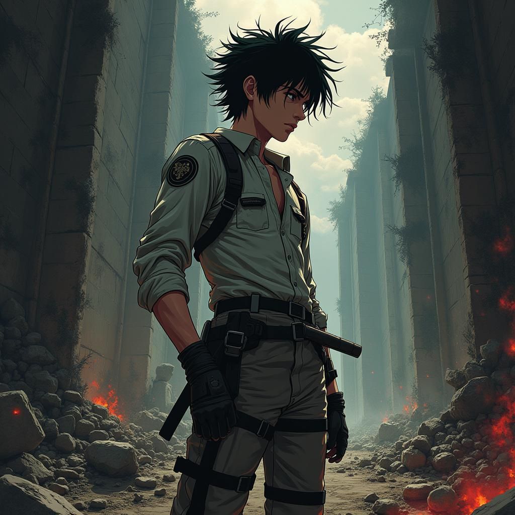 Eren Yeager in Anime-Inspired Post-Apocalyptic Setting