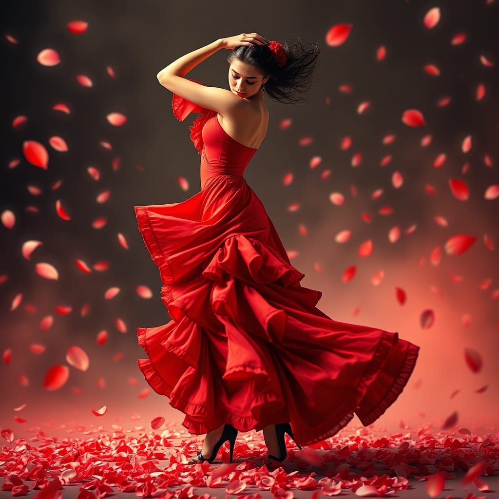 Fiery Flamenco Dancer in Anime Style