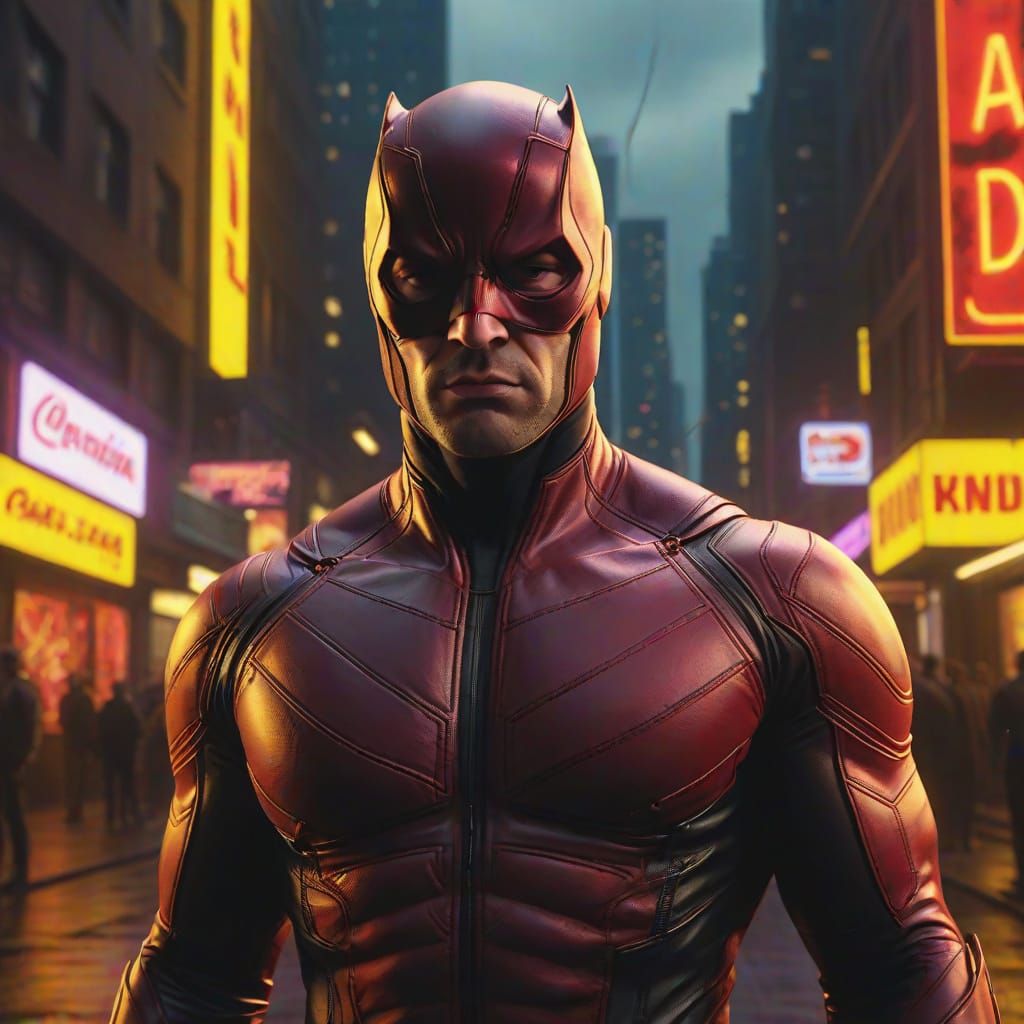 Daredevil in Pop Art Style with Golden Lighting