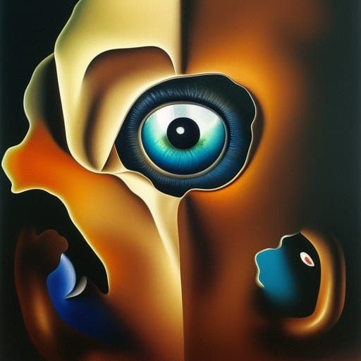 Surreal Photorealistic Eye in Melting Oil Style