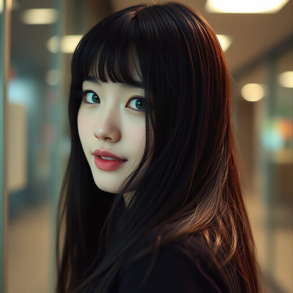 Enchanting Japanese Woman in Modern Setting, Shot in Cinemat...