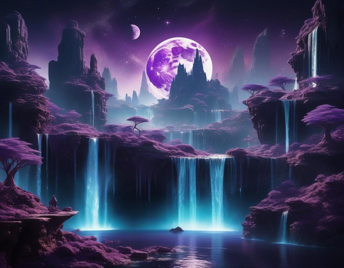 Purple Crystals in a Surreal Dreamscape