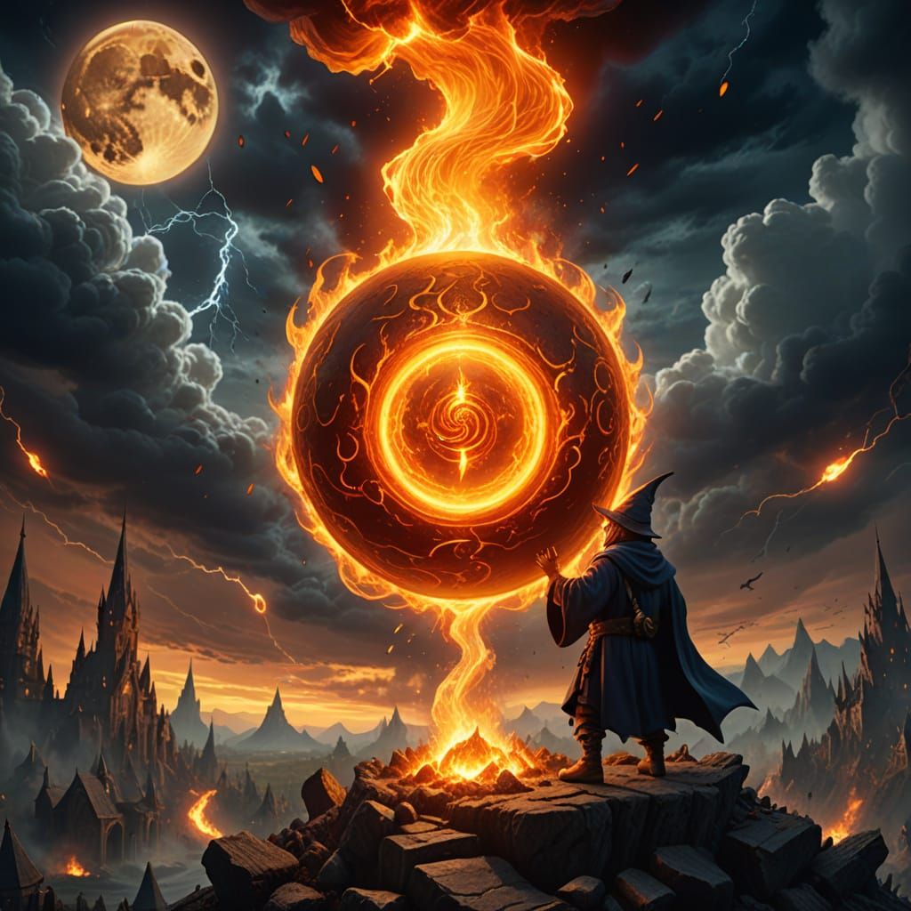 Gnome Wizard's Fireball in Dark Fantasy Quest