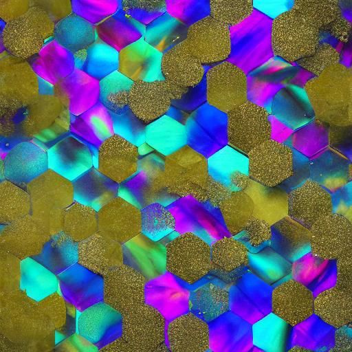 Abstract painting dotted sparkles gilter shiney glass hexagon labradorite jewelry