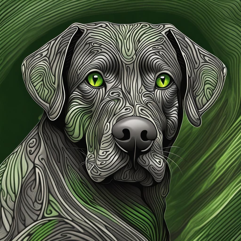 Striking Charcoal Labrador Retriever in Abstract Vector Art