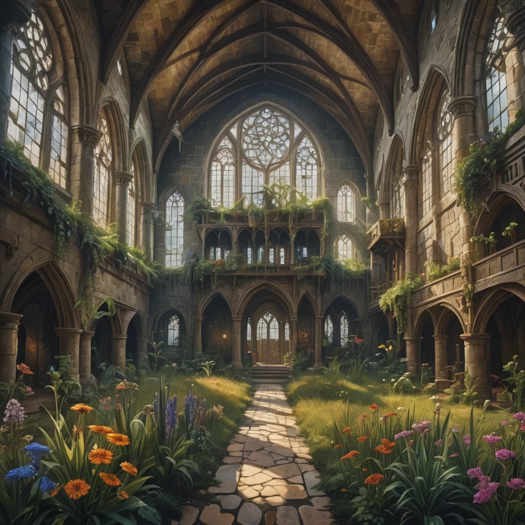 Alien Medieval Great Hall in Savannah Landscape