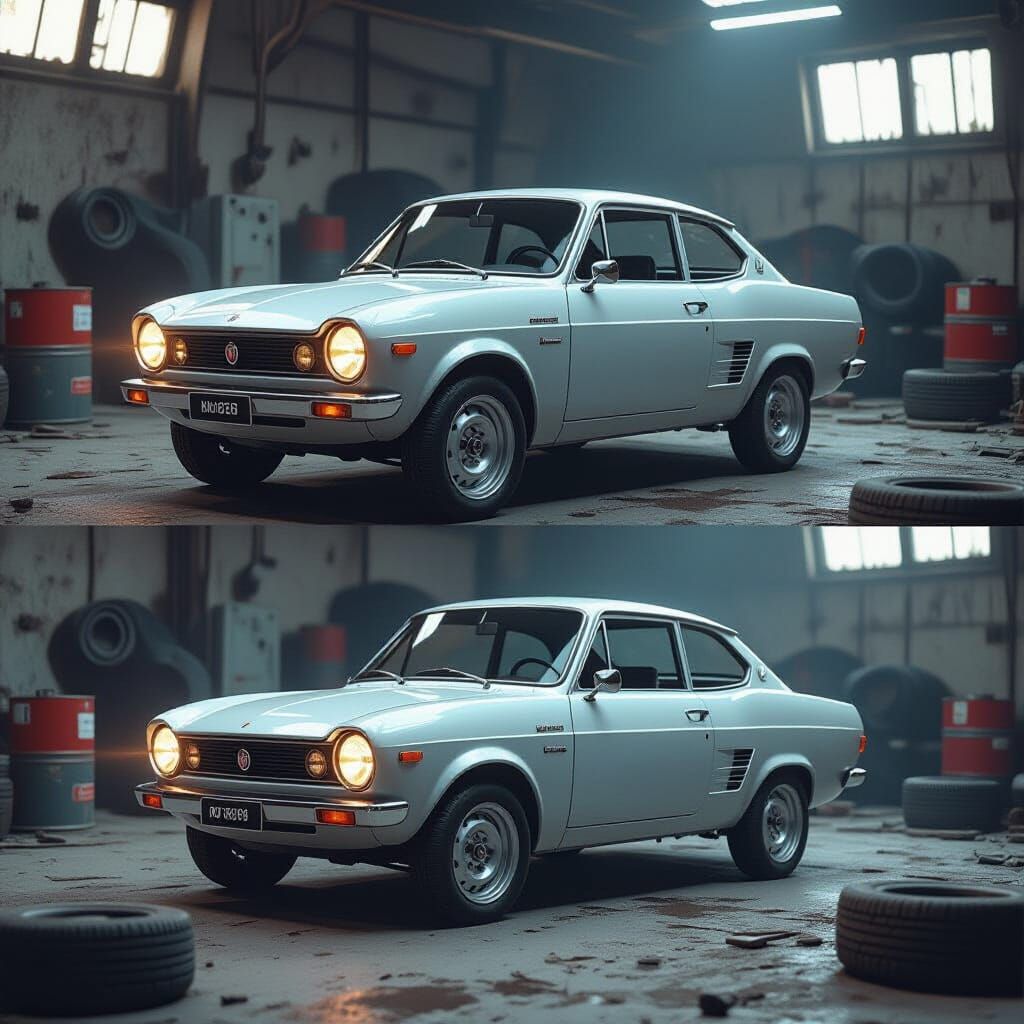Classic Fiat 127 Concept Art in Moody Workshop