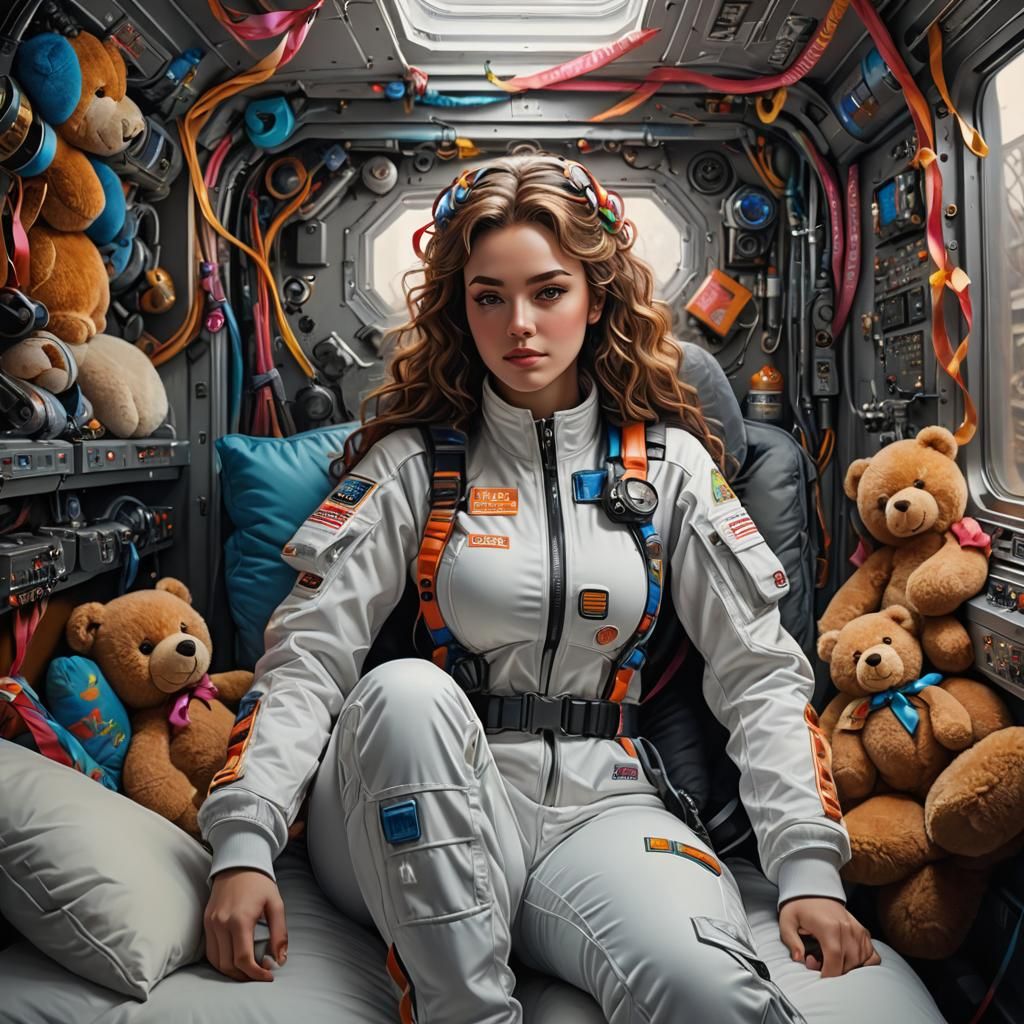 Young Woman in Shelter Suit: Detailed Airbrush Art