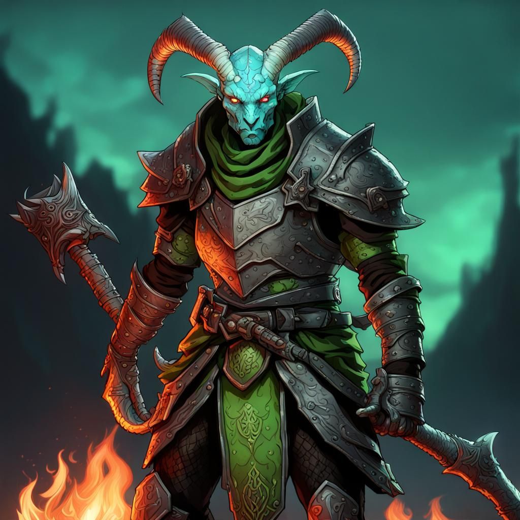 Dragonborn Rogue in Ornate Armor: Digital Matte Painting