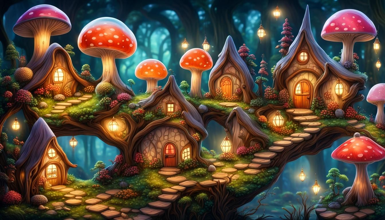 Enchanting Fairy Village Encased in a Bubble