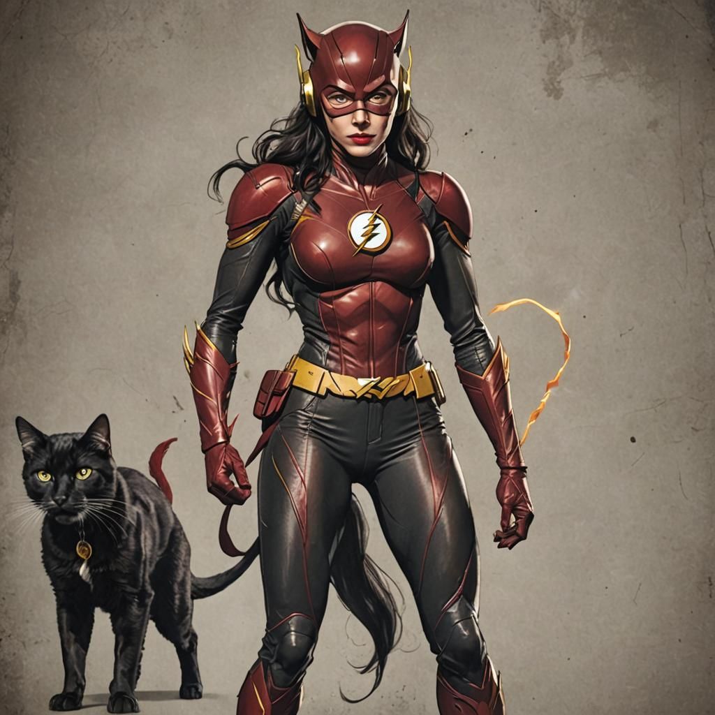 Catwoman as The Flash: Feline Superhero