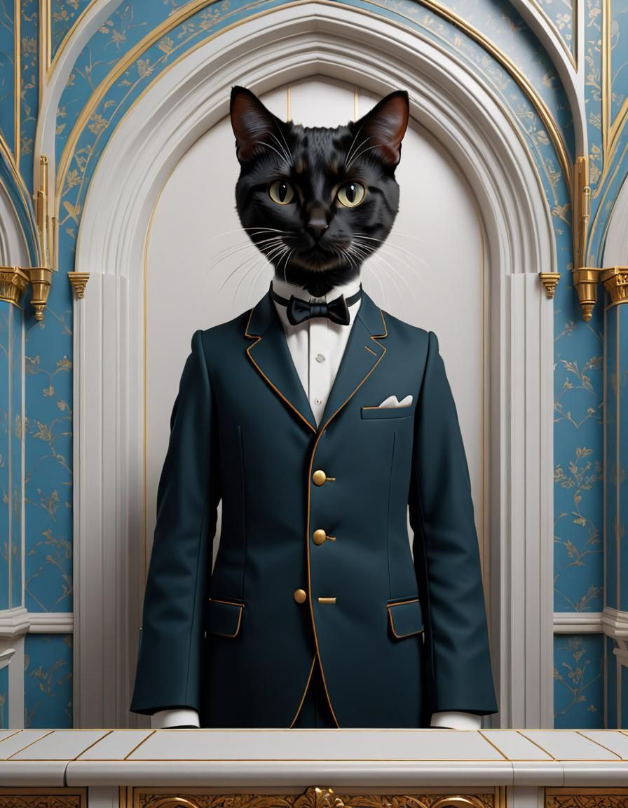 Gothic Cat Rendered in AutoCAD