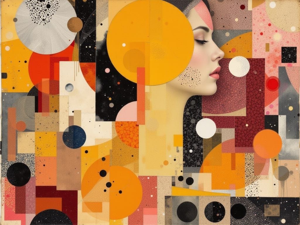 Vibrant Abstract Collage with Organic Textures