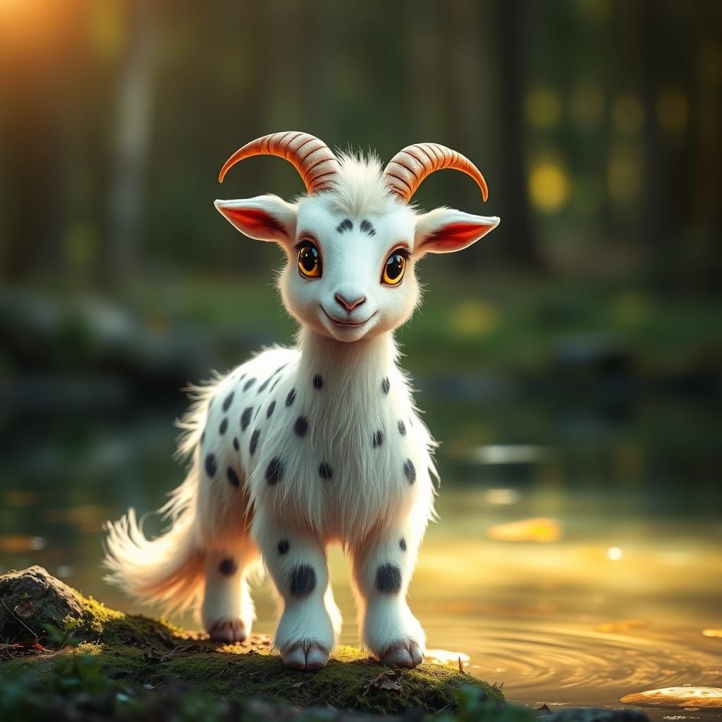 Whimsical Spotted Goat of the Enchanted Forest