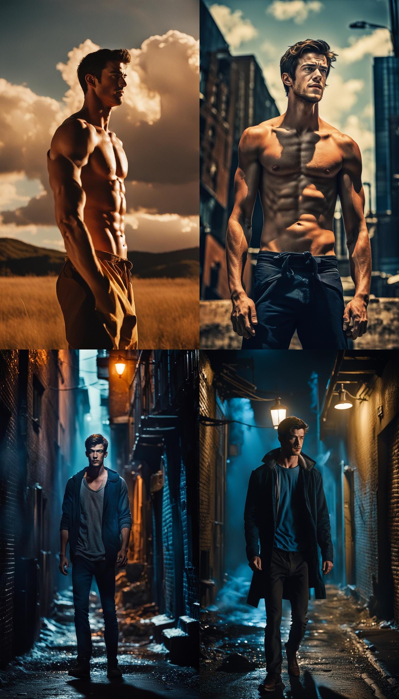 Shirtless Man: Cinematic Film Still