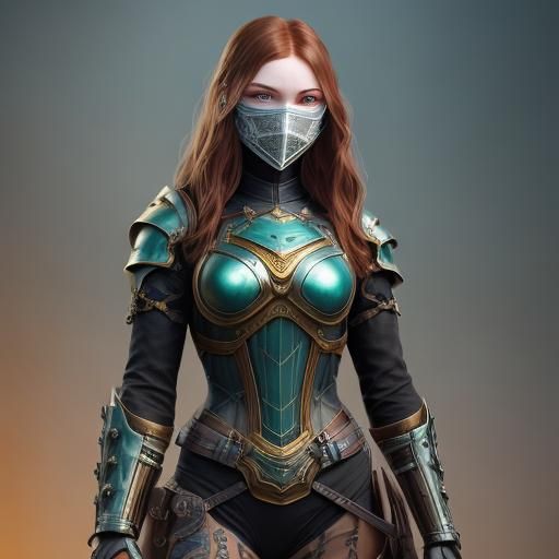Steampunk Warrior Woman in Ornate Armor