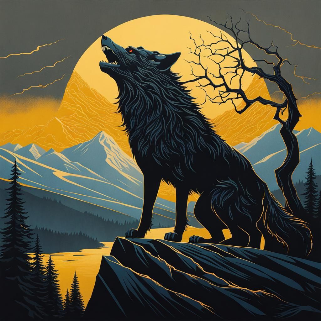 Grimdark Lycanthrope in Carpathian Kintsugi Style