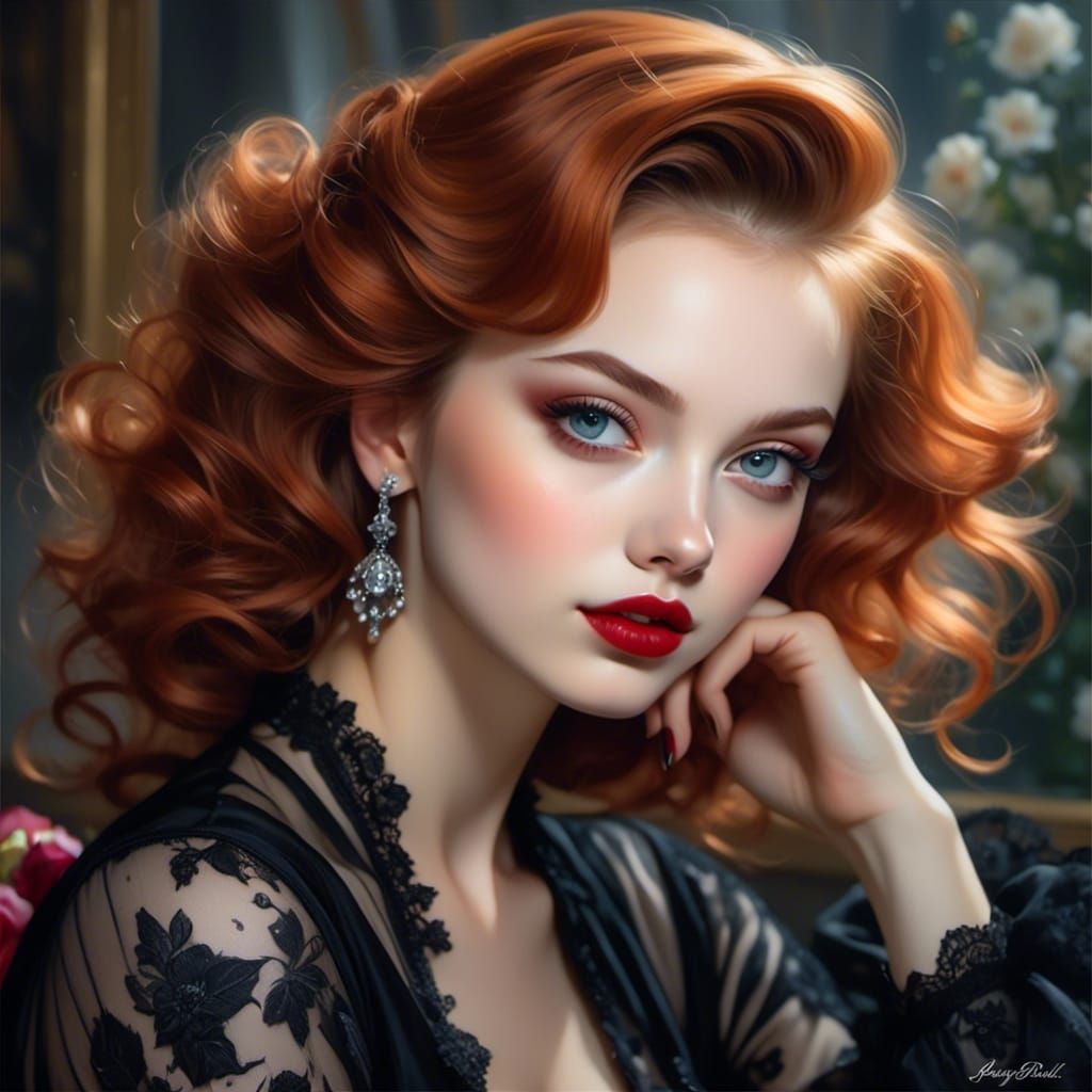 Gothic Oil Painting of a French Woman