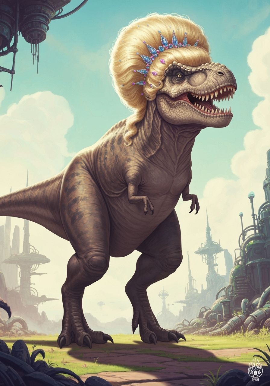 Jeweled Tyrannosaurus Rex with Blonde Wig
