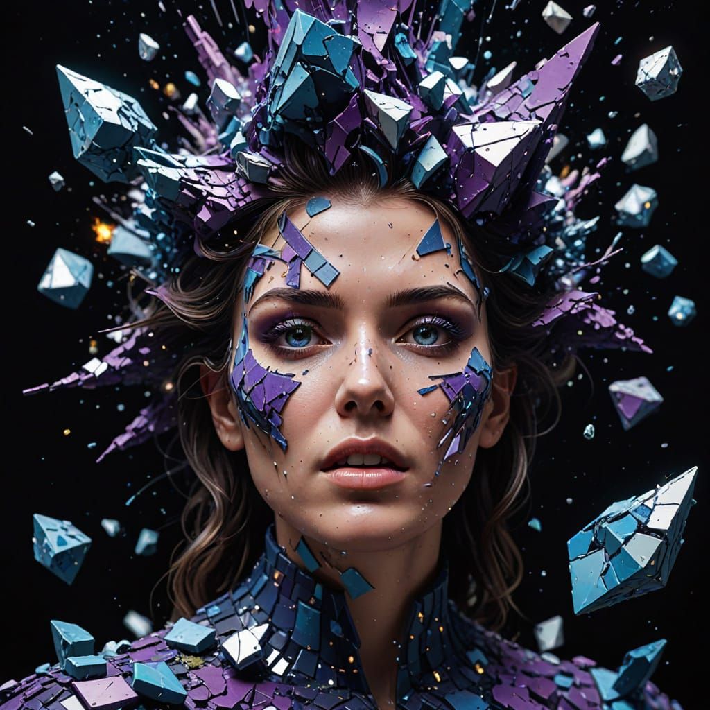 Exploding Pixel Witch Head Reveals Galaxy Within