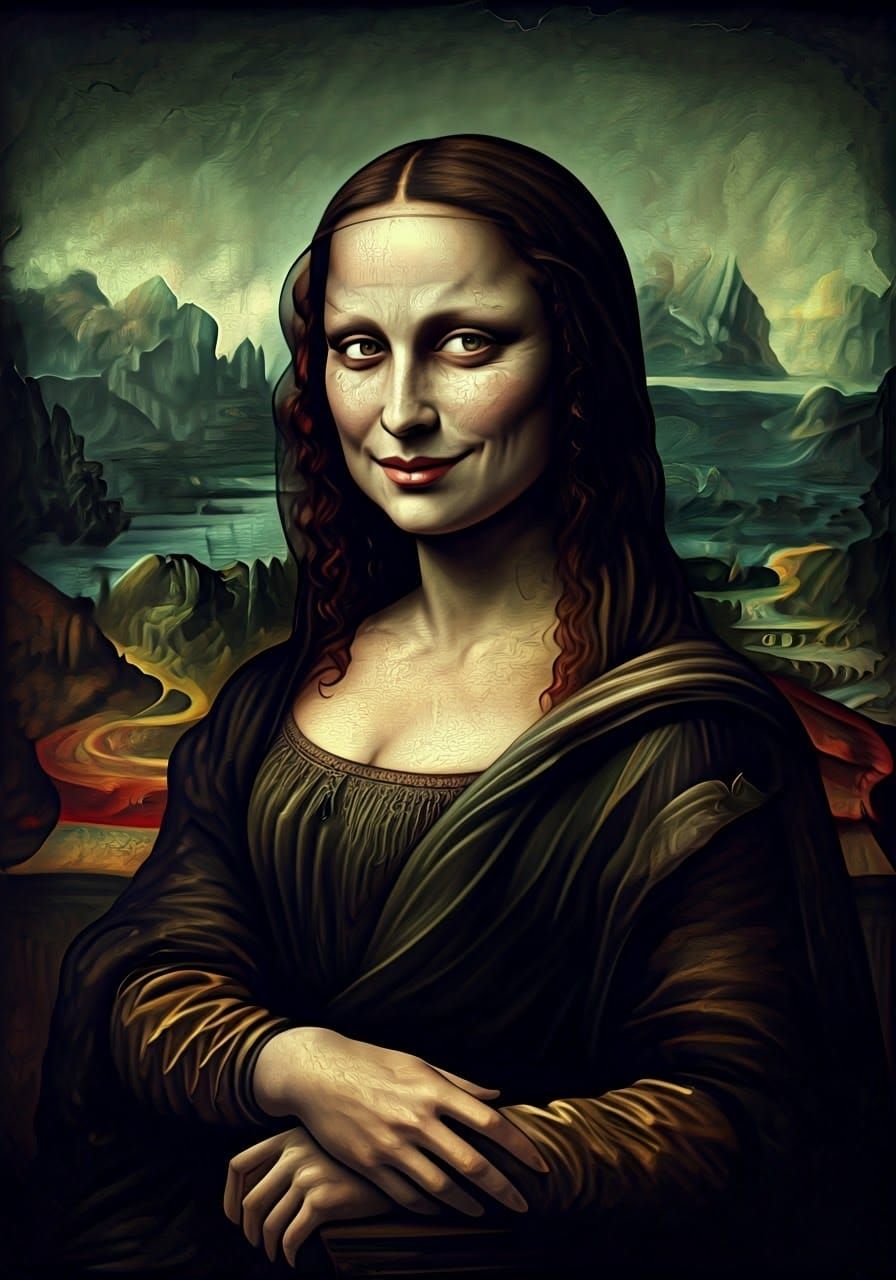 Sinister Mona Lisa Portrait in Dark Renaissance Style