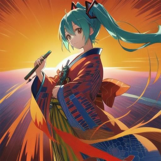 Hatsune Miku in Maasai Shuka: Vibrant Manga Art