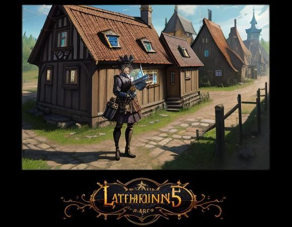 Steampunk Anime Woman in Latvian Village