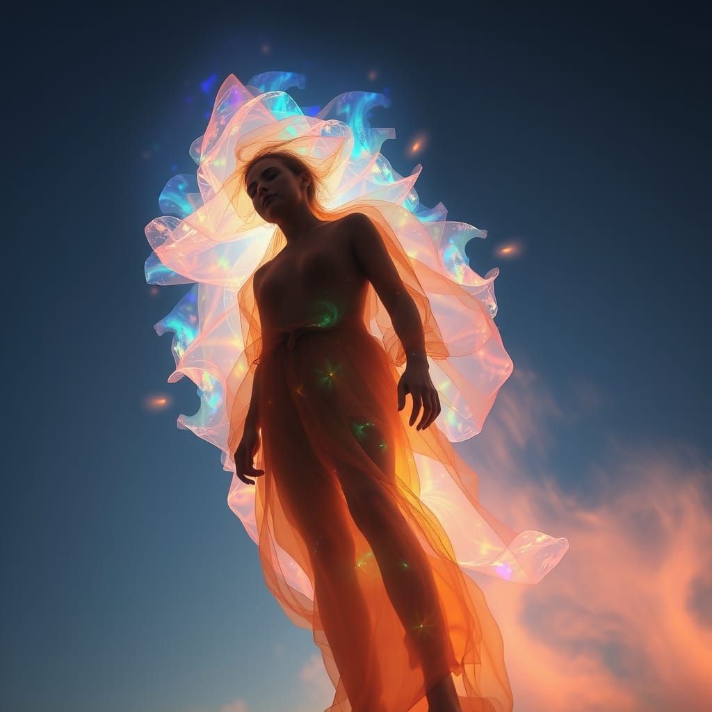 A Celestial Spectacle in Vibrant Iridescent Aura