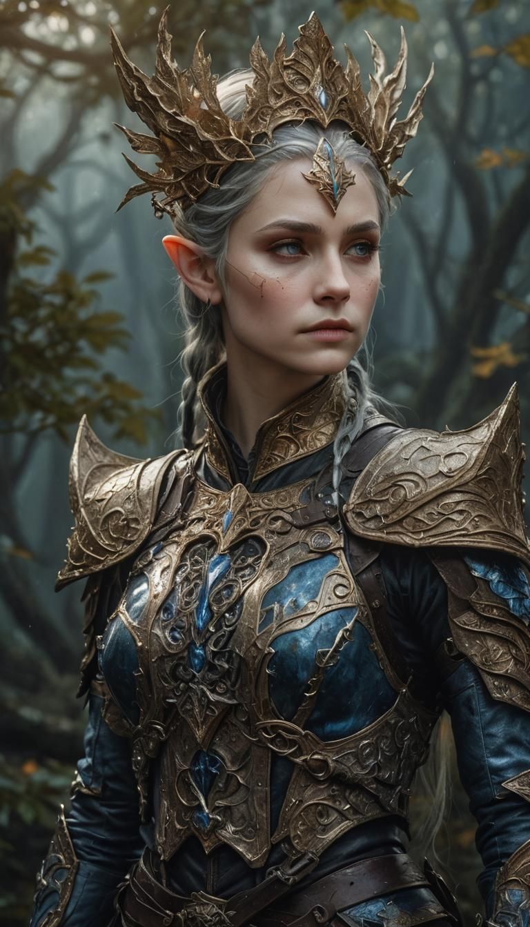 Elven Warrior Woman Portrait in LOTR Style