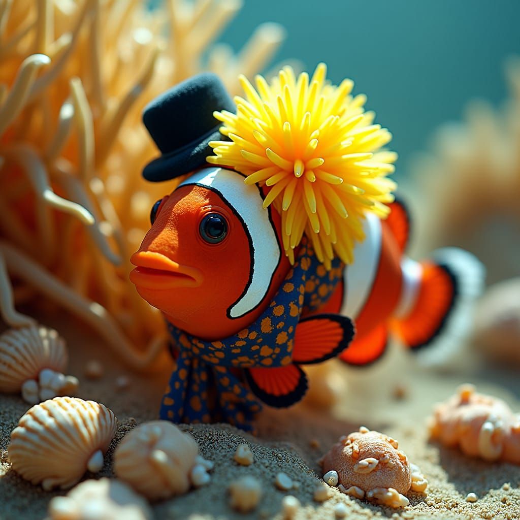 Whimsical Clownfish in a Dreamlike Underwater Scene