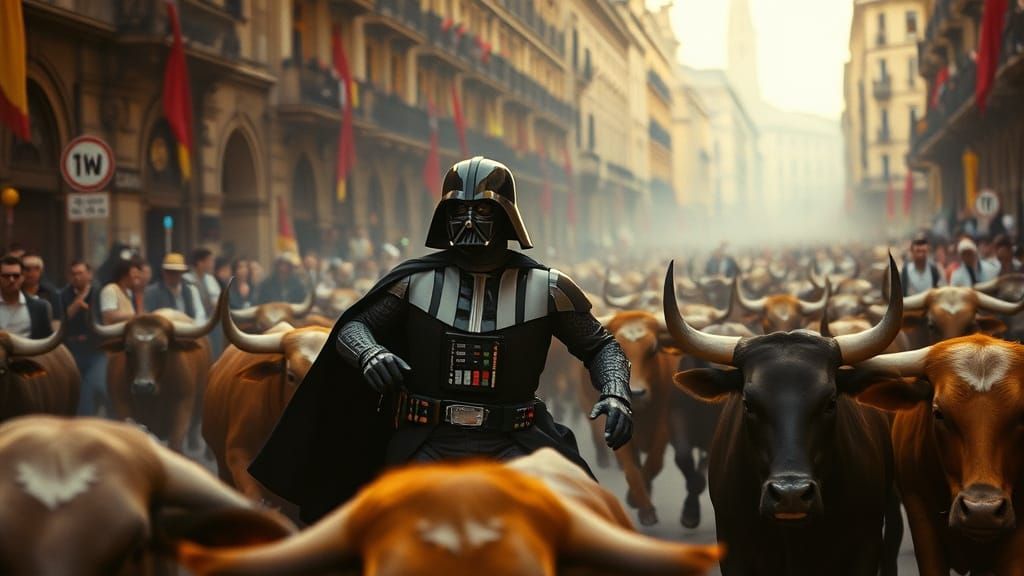 Darth Vader Runs with Bulls in Pamplona