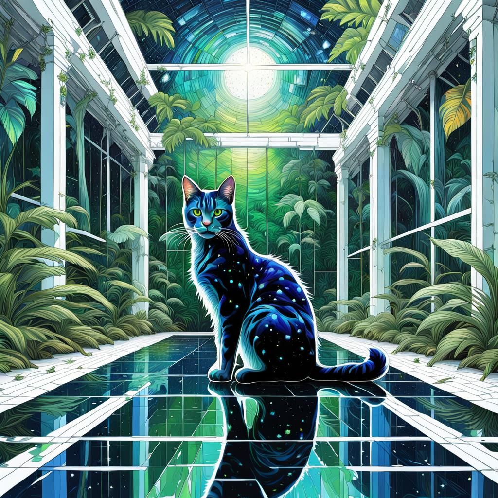 Starry nightscape illustration