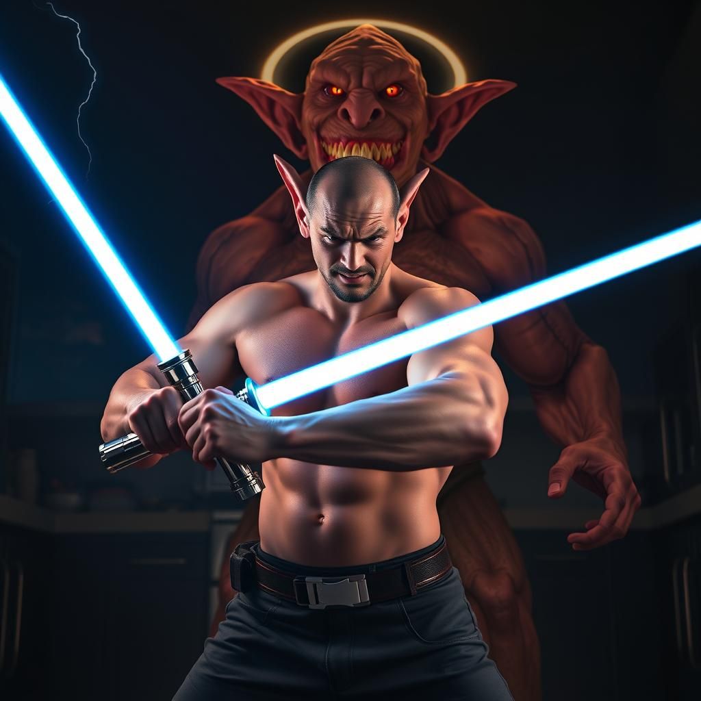 Lightsaber Duel with Grotesque House Elf Sith Lord