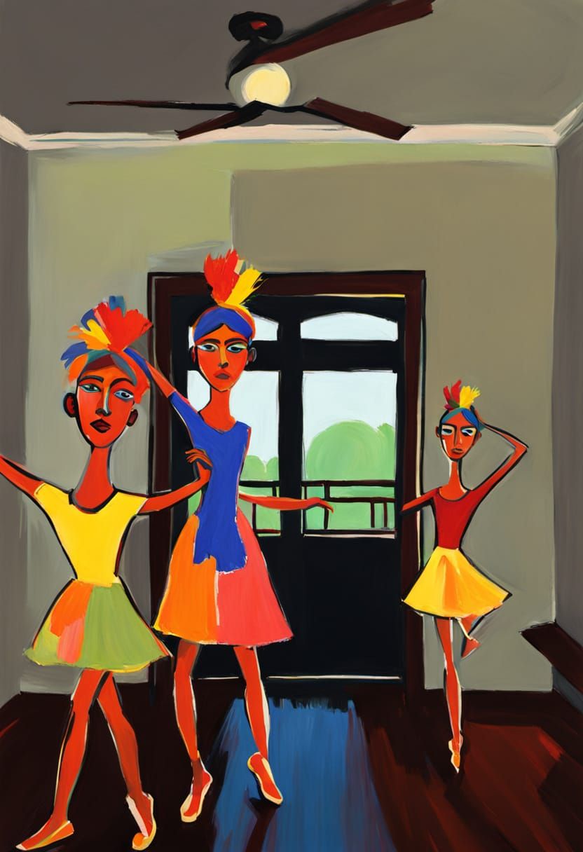 Fauvist Dancer in Vibrant Studio with Bold Brushstrokes