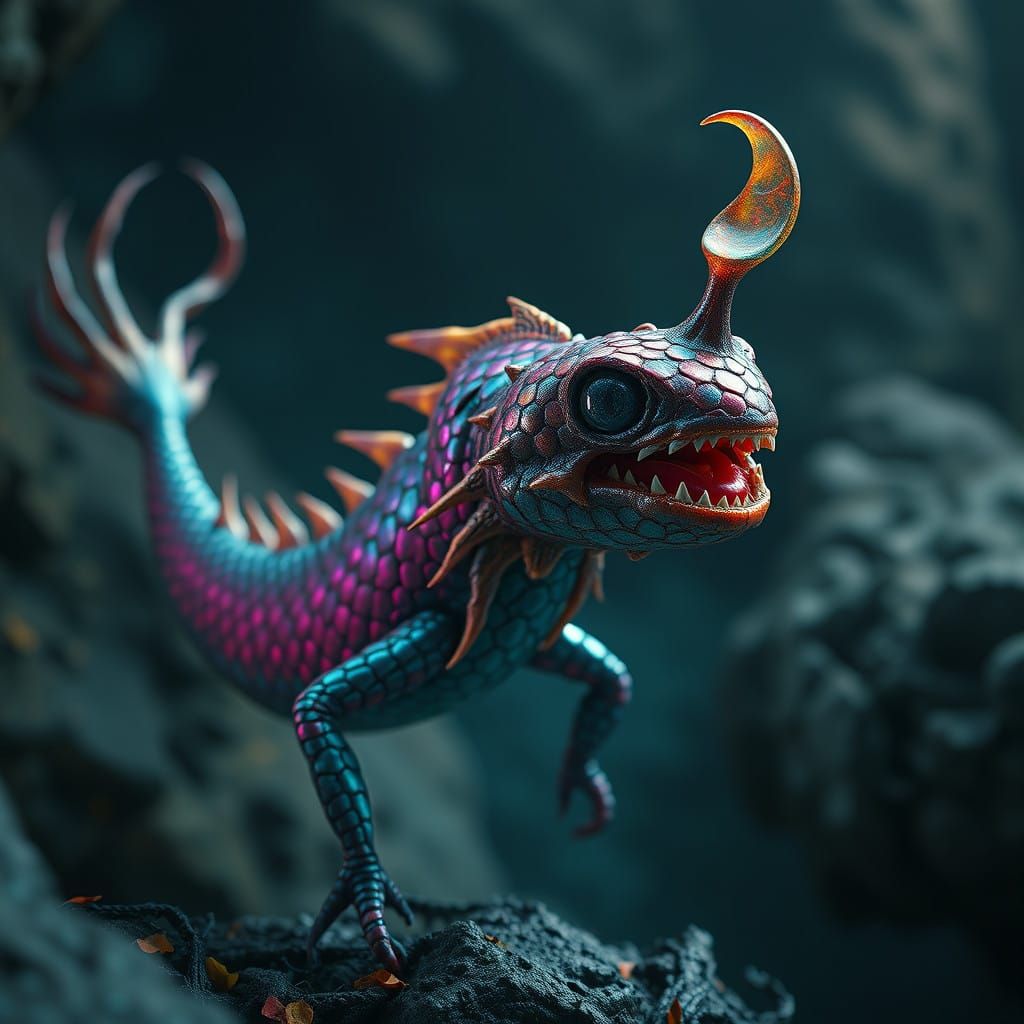 Futuristic, Undiscovered Species with Iridescent Scales