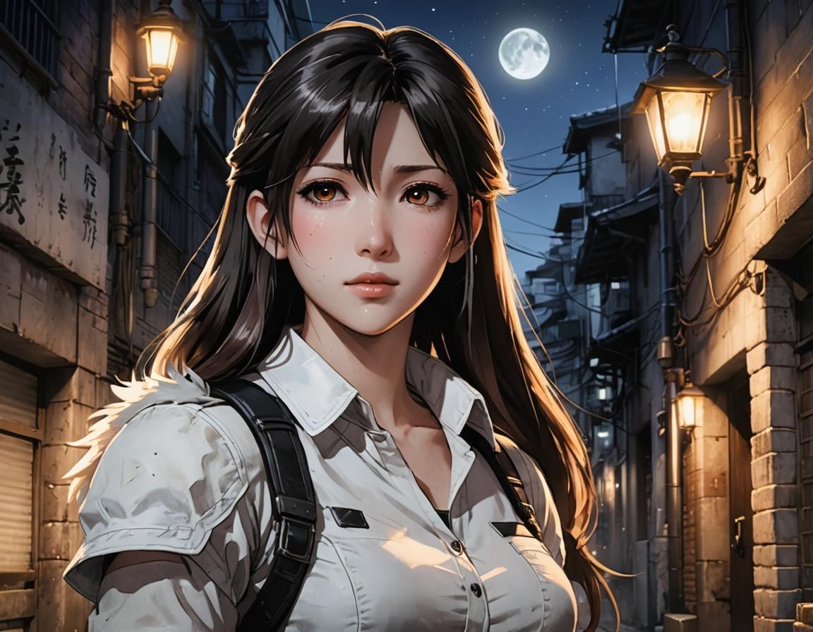 Tifa Lockhart in Dim Alleyway: Anime Key Visual