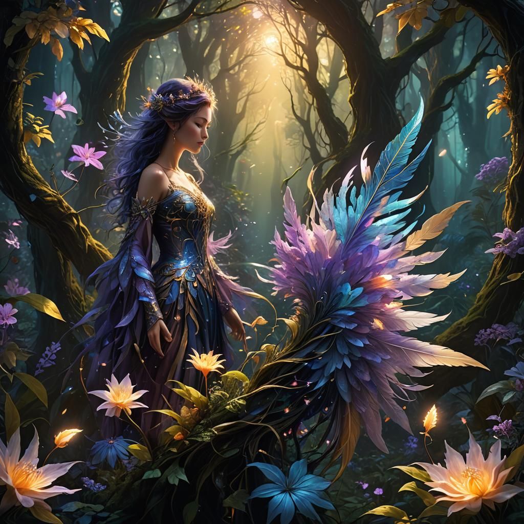 Mystical Bloom in Enchanting Forest Concept Art