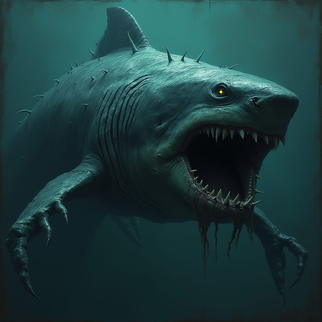 Twisted, Rotting Shark with Bioluminescent Night Vision and ...